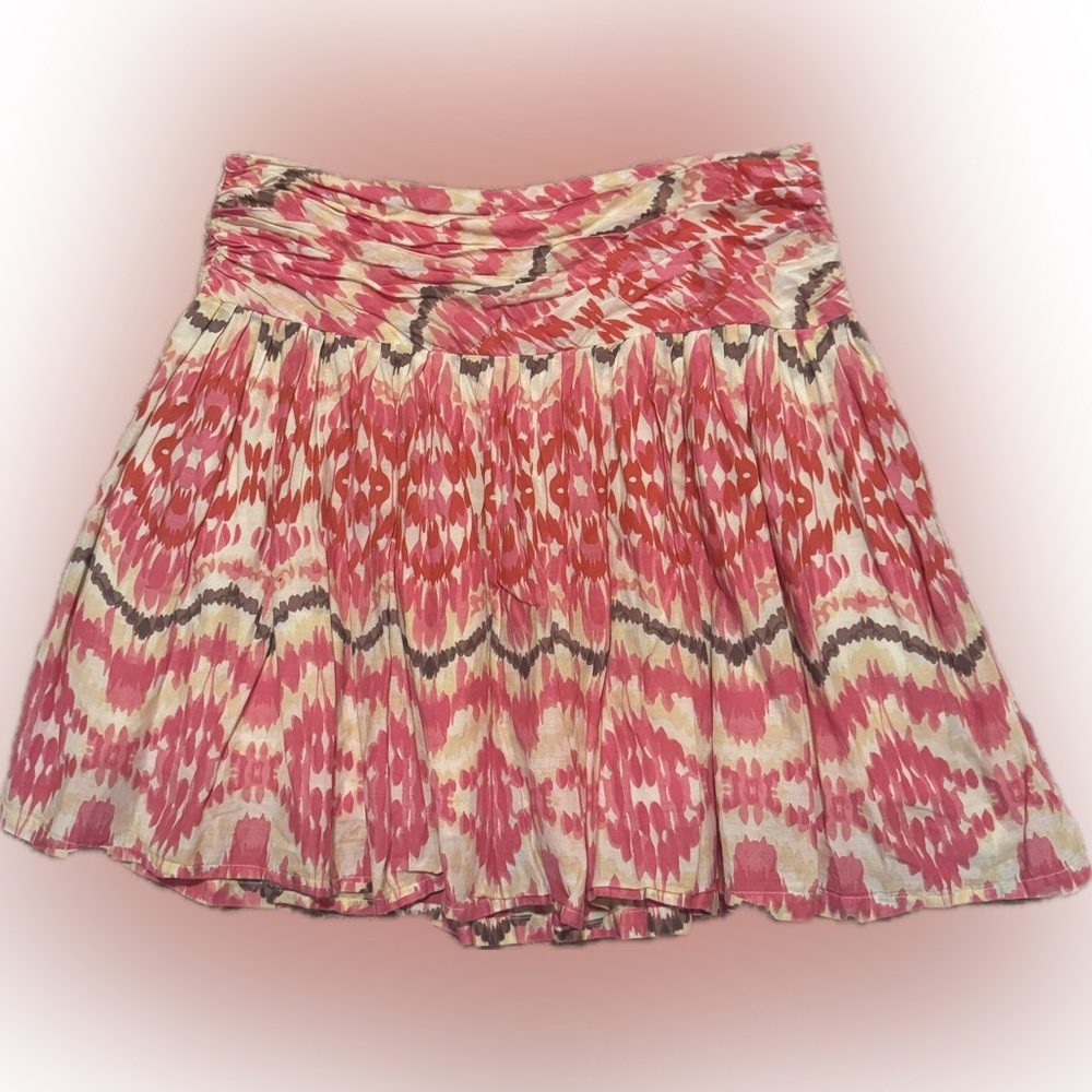 Joe Fresh Sz 6 Vibrant Abstract Pink and Cream Skater Skirt w/ lining